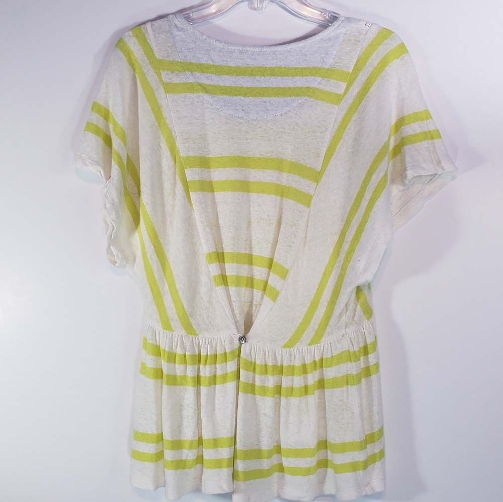 Anthro | Postmark Button Back Yellow Striped Top - image 4